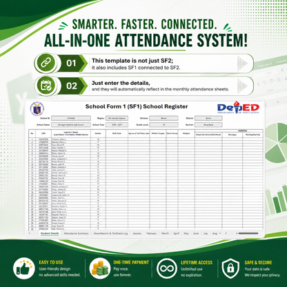 School Form 2 (SF2) Daily Attendance Report of Learners - Excel Template