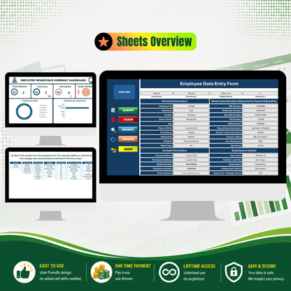 Employee Data Entry Form with Dashboard - Excel Template