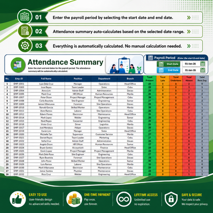 Employee Attendance & Leave Tracker - Excel Template