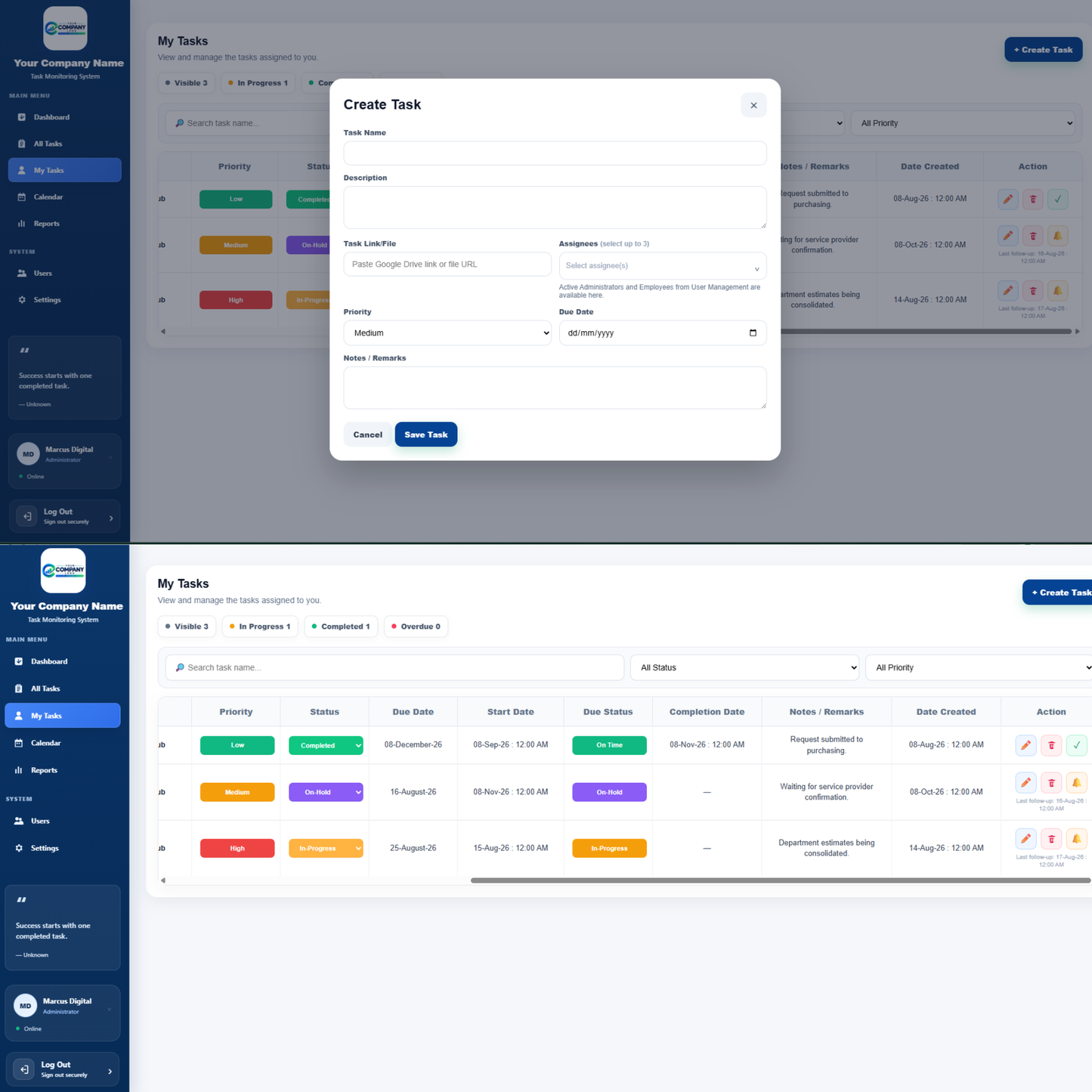 All-in-One Employee Task Monitoring System - Google Sheets Web App
