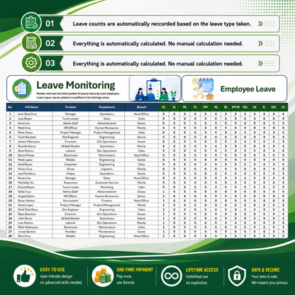 Employee Attendance & Leave Tracker - Excel Template