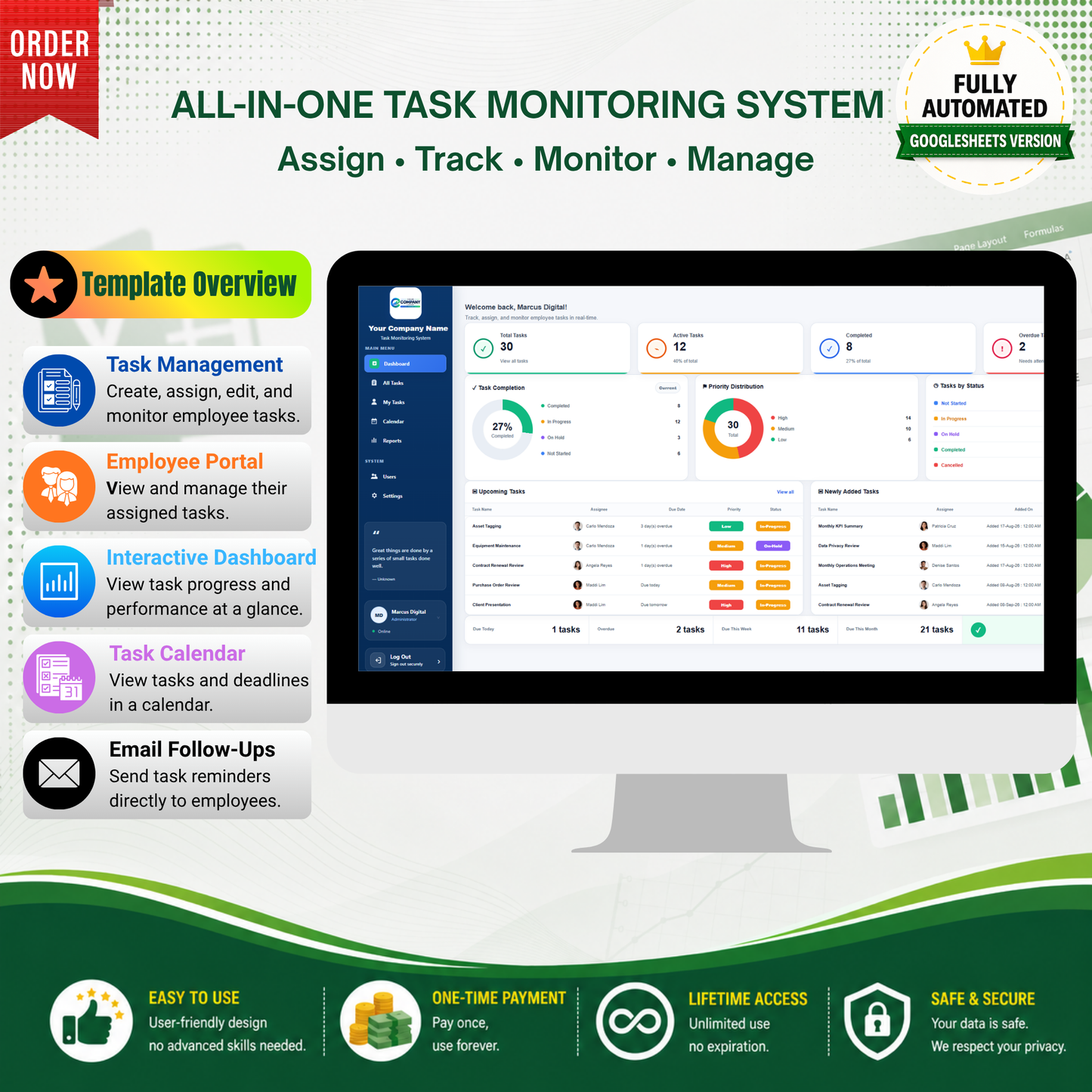 All-in-One Employee Task Monitoring System - Google Sheets Web App