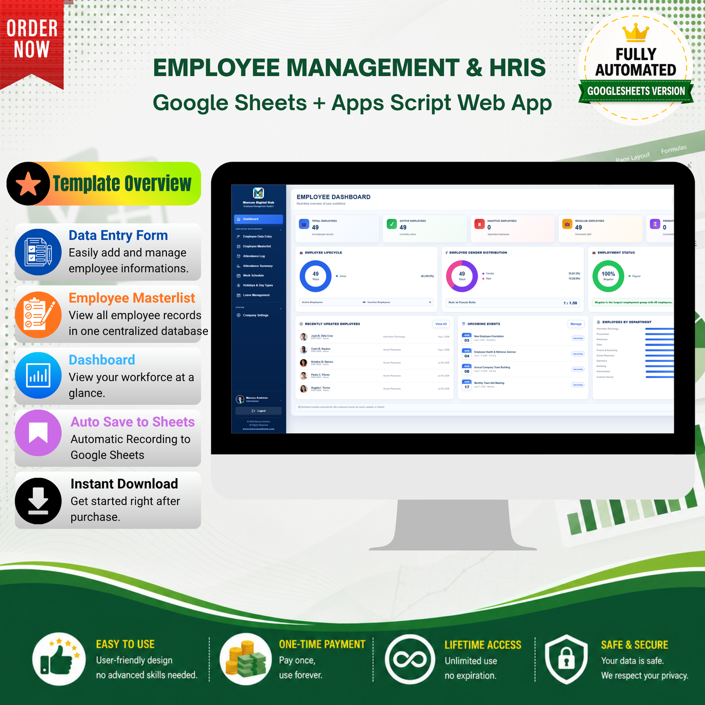 Employee Management & HRIS System | Google Sheets + Apps Script Web App