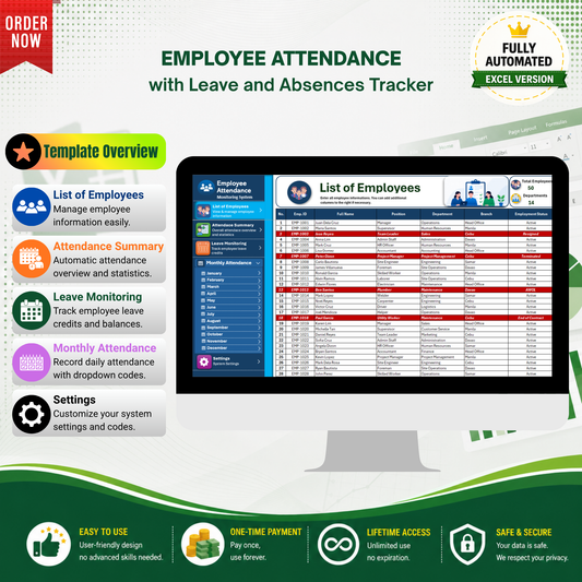 Employee Attendance & Leave Tracker - Excel Template